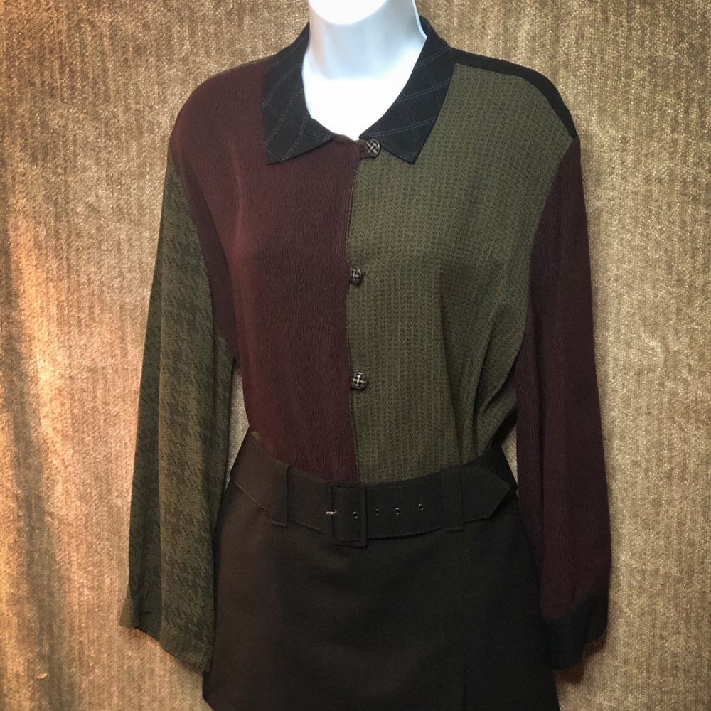 Marla Duran Tricolored Long-Sleeve Blouse